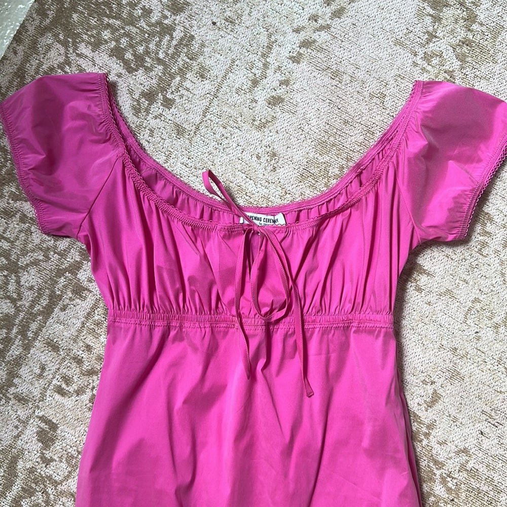 opening ceremony pink milkmaid dress